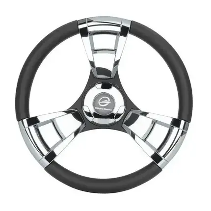 Рульове колесо GM глянцевий срібний 350 mm GM-EP-W3001 суднове для човна та катера, фото 1
