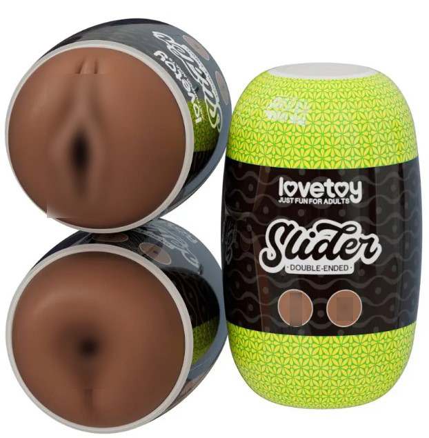 Slider Double-Ended Masturbator Vagina and Anus(Brown), фото 1
