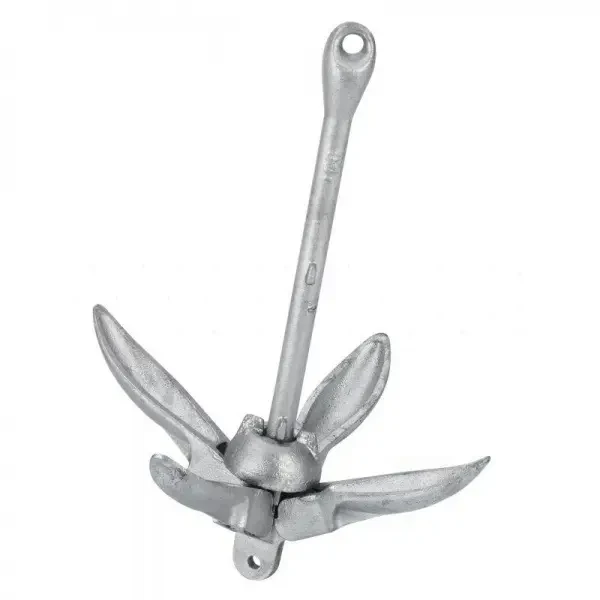 Якір складний 13 lbs 6 кг FLD 13 lbs для човна з міцної сталі з оцинкованим покриттям сріблястий колір