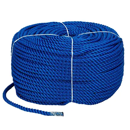 Мотузка Polyester 3 strand rope 10 мм 200 м синя суднова для швартування човна катера і яхти, фото 1