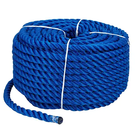 Мотузка Polyester 3 strand rope 10 мм 30 м синя суднова для швартування човна катера і яхти, фото 1