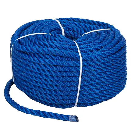 Мотузка Polyester 3 strand rope 8 мм 30 м синя суднова для швартування човна катера і яхти, фото 1
