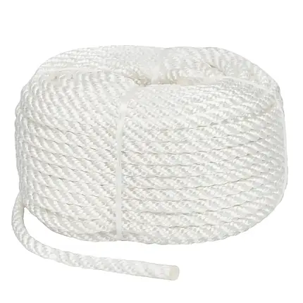 Мотузка Polyester 3 strand rope 6 мм 30 м біла суднова для швартування човна катера і яхти, фото 1