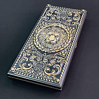 Нарди дерев'яні подарункові Лев 50×23 см довгі нарди та короткі нарди, фото 4