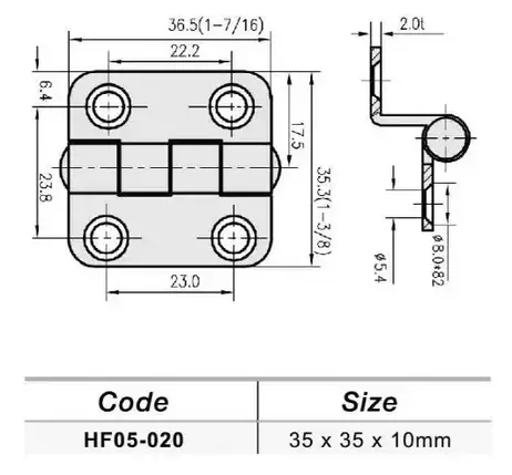 Петля RYE Offset 35x35x10 mm HF05-020 судновий для човна катера і яхти, фото 2