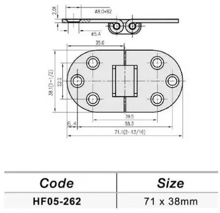 Петля RYE STAMPED HINGES 71х38 mm HF05-262 судновий для човна катера і яхти, фото 3