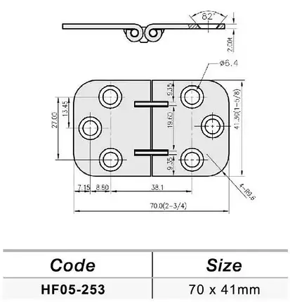 Петля RYE Strap 70х41 mm HF05-253 судновий для човна катера і яхти, фото 2