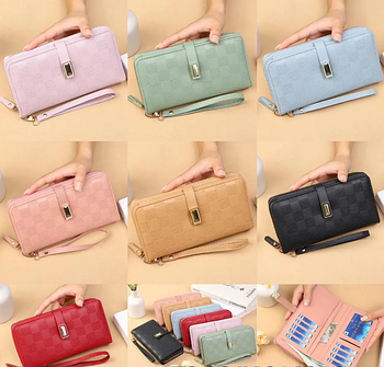 Гаманець жіночий прямокутний 10*19 см на блискавці з петелькою у різних кольорах Kay