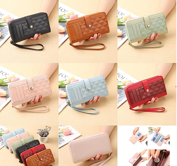 Гаманець жіночий прямокутний 10,5*19 см на блискавці з петелькою у різних кольорах Kay