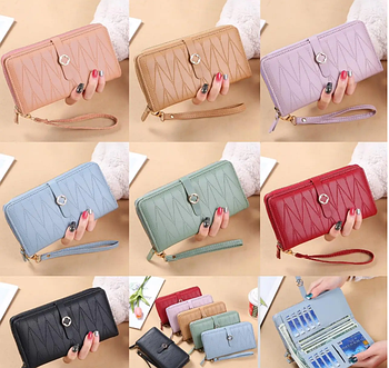 Гаманець жіночий прямокутний 9,5*19 см на блискавці з петелькою у різних кольорах Kay