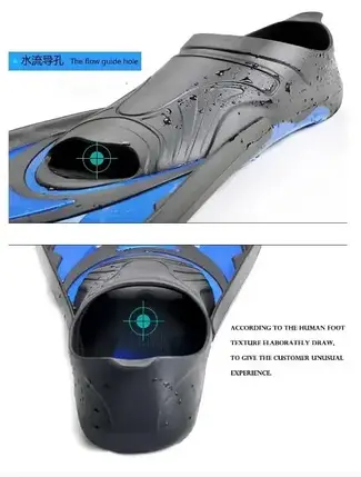 Ласти для плавання YF74 розмір L 40-41 для дайвінгу середньої жорсткості PP+TPR нові, фото 3