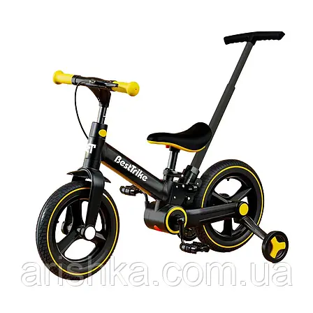 Велосипед-трансформер,велобіг Best Trike з батьківською ручкою, знімні педалі, ручне гальмо, колеса 12 дюймів, фото 1