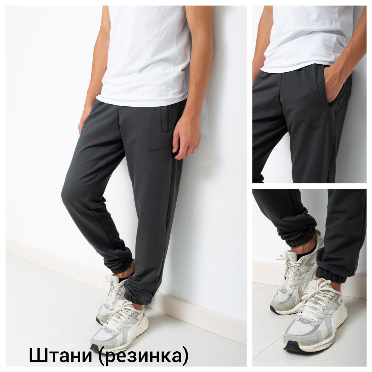 Cпортивні штани  Nike (замок) темний хакі