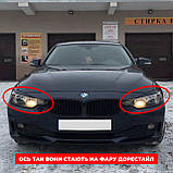 BMW F30 війки на фари рестайлінг ABS пластик БМВ Ф30 БМВ Ф31 вії накладки на фари, фото 4