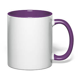 Чашка для сублімації кольорова всередині та ручка 330 мл (фіолетовий)