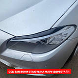 BMW F10 війки на фари рестайлінг ABS пластик БМВ Ф10 БМВ Ф11 вії накладки на фари, фото 4