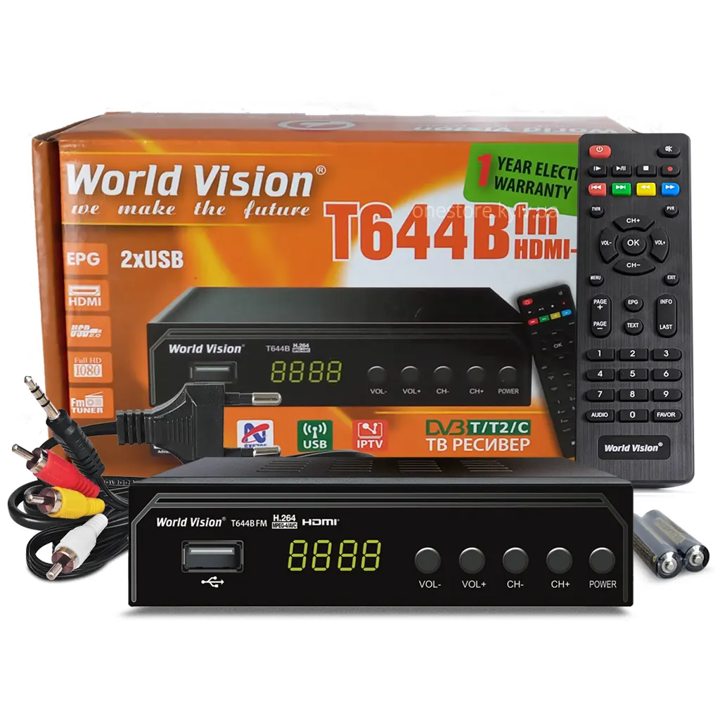 Цифровий ефірний Т2 ресивер (тюнер) World Vision T644B FM