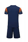 Футбольна ігрова тренувальна форма з коротким рукавом Europaw синьо-оранжева для підлітків та дорослих, фото 4