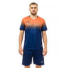 Футбольна ігрова тренувальна форма з коротким рукавом Europaw синьо-оранжева для підлітків та дорослих, фото 6