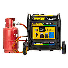 Генератор інверторний Champion C9000BT TriFuel 9 квт трипаливний газ/бензин+природний газ відкритого типу