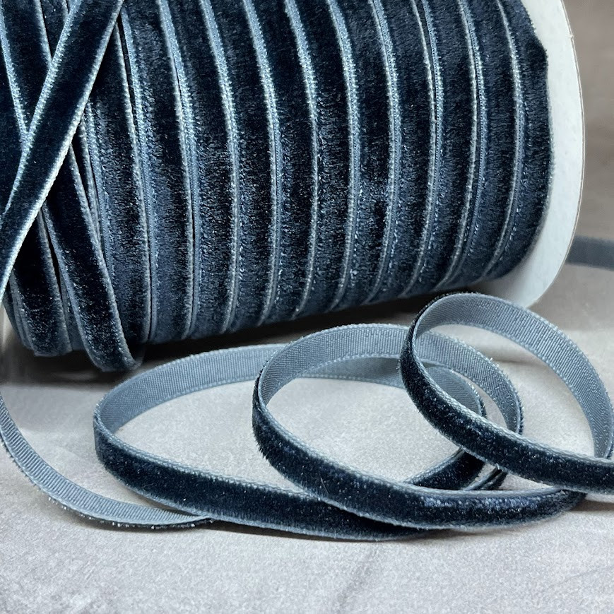 Стрічка велюр 0,6 см, північно-синій, метр, північно-синій, фото 1