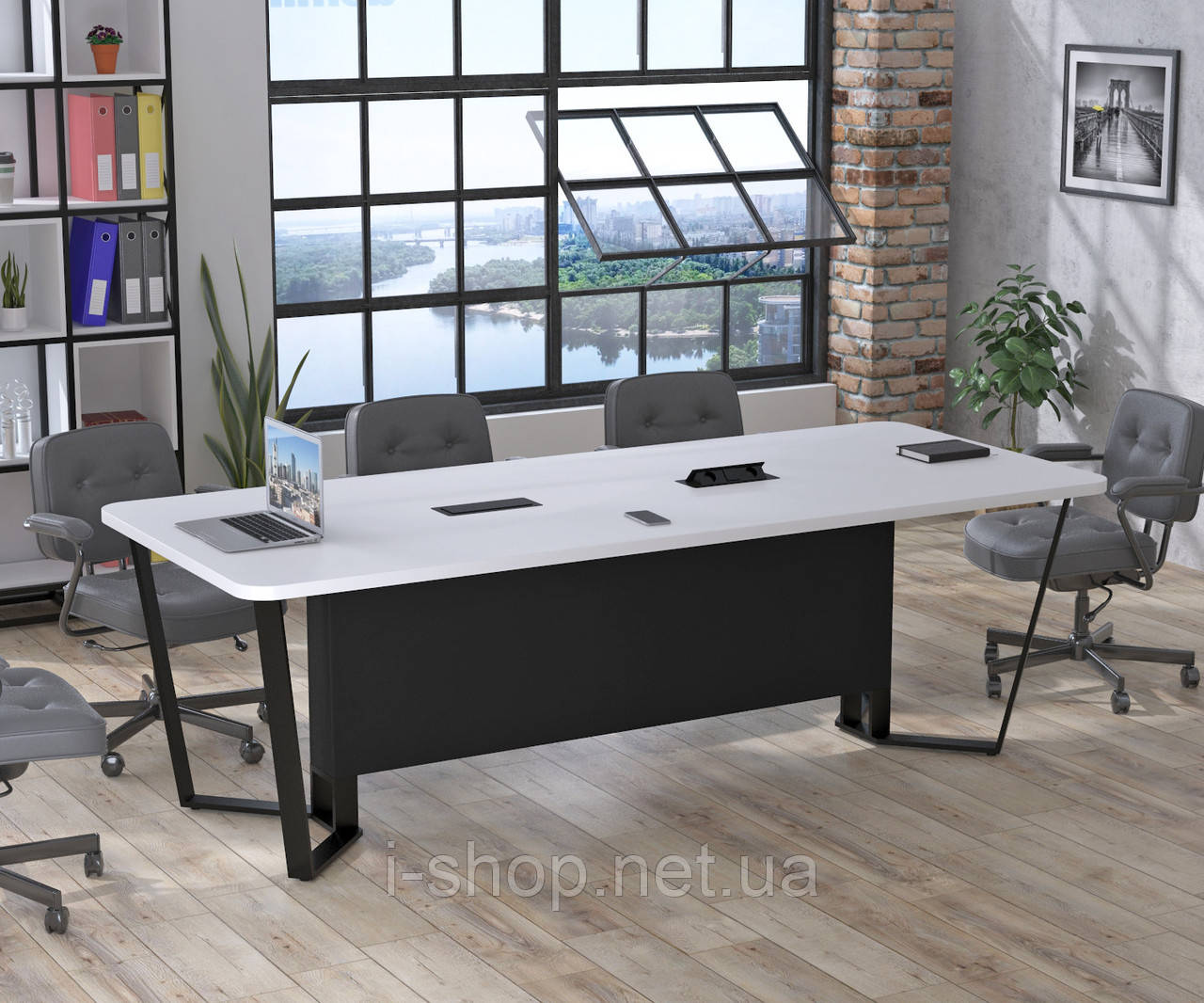 Стіл для переговорів V-240 Loft Design Білий З розетками