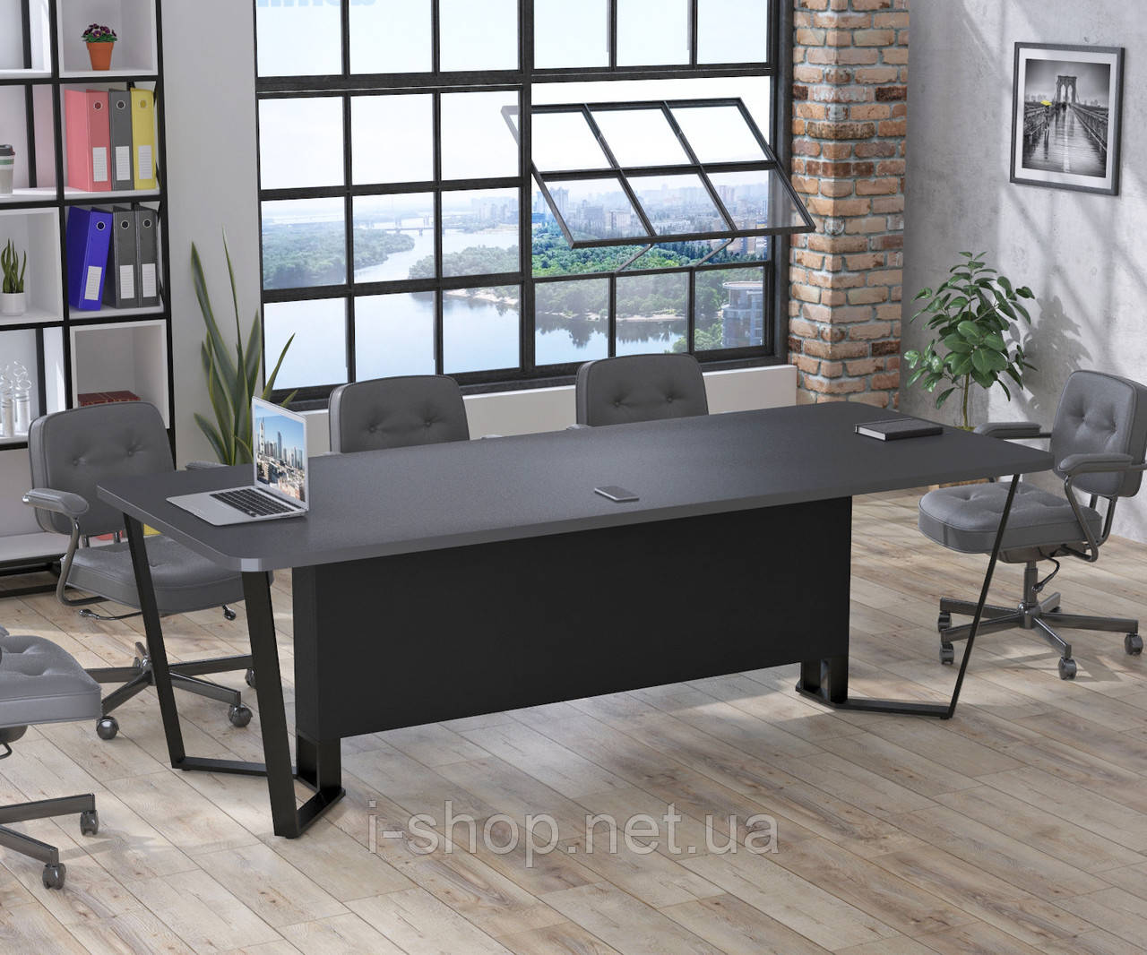 Стіл для переговорів V-240 Loft Design Антрацит Без розеток
