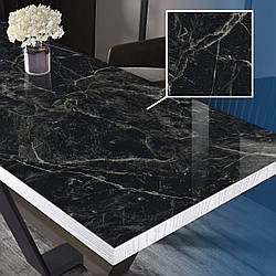 Покриття для столу, м'яке скло з фотодруком, Чорний мармур 60 х 100 см (1,2 мм) МСПБ-tx01325