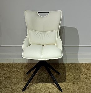 Стілець з ручкою США білий шкіряний поворотний  52х60х89 см JOSS С5075