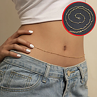 Оригінальна прикраса на тіло, ланцюжок на талію, тонкий пояс-ланцюжок "Simple" (золотистий)