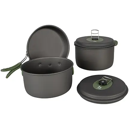 Набір туристичного посуду Bo-Camp Explorer 3 Pieces Hard Anodized (Grey/Green), фото 1