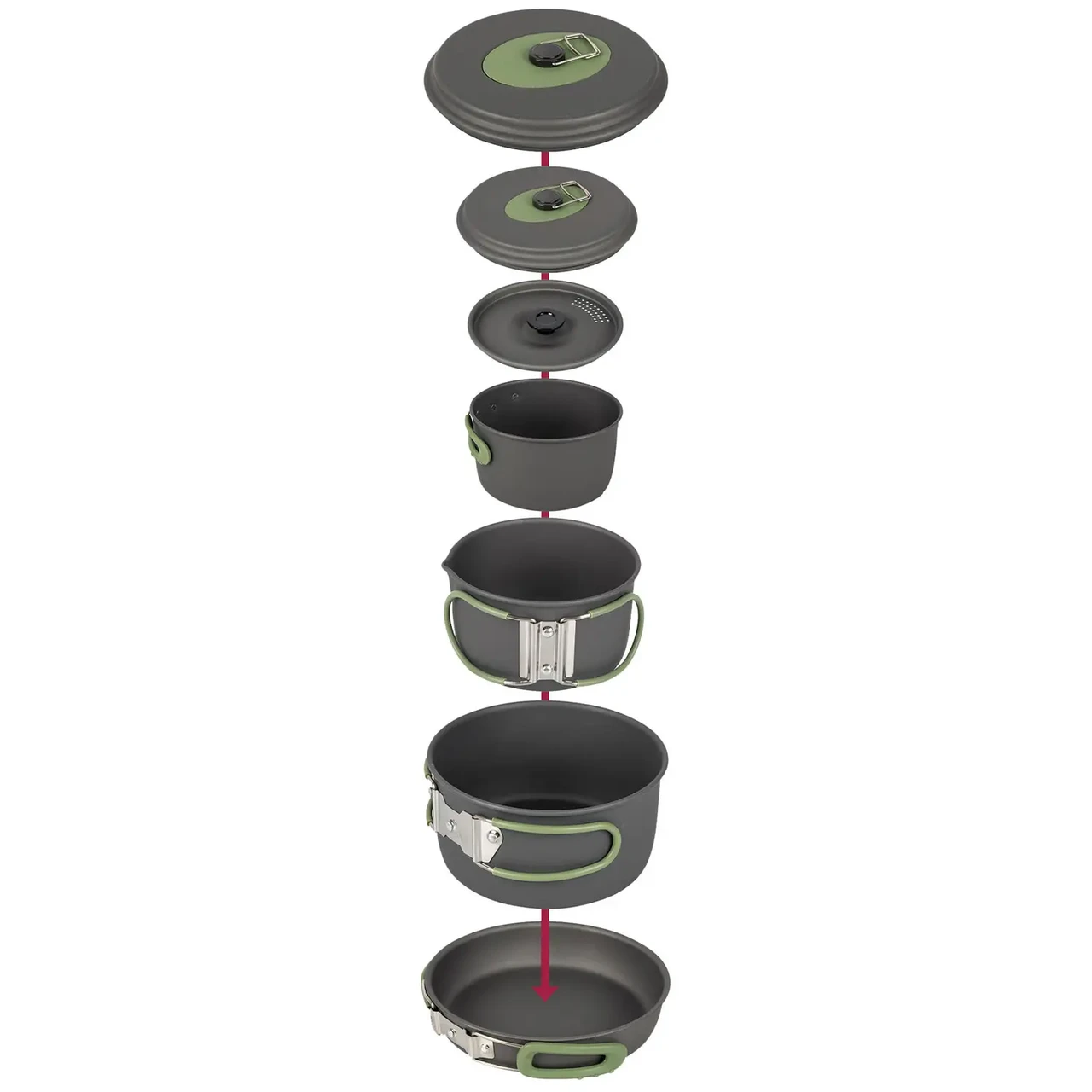 Набір туристичного посуду Bo-Camp Explorer 4 Pieces 19 Hard Anodized (Grey/Green)