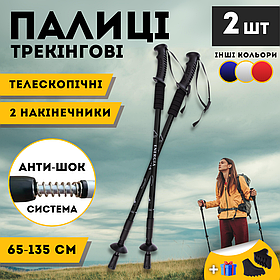 Скандинавські палиці для дорослих початківців, фінські палиці для нордичної ходьби Hechpro 3924 чорні