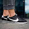 Чоловічі кросівки Nike Cortez Black White Кеди Найк Кортез низькі чорно-білі шкіряні демісезонні, фото 6