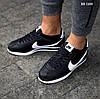 Чоловічі кросівки Nike Cortez Black White Кеди Найк Кортез низькі чорно-білі шкіряні демісезонні, фото 7