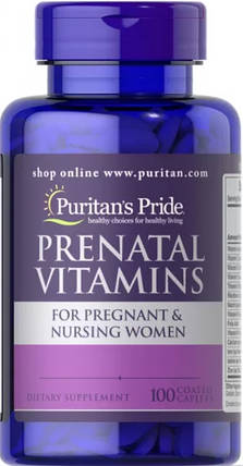 Вітаміни для вагітних та годуючих жінок Puritan's Pride Prenatal Vitamins 100 таб, фото 1