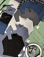 Качественные детские водолазки на 6-14лет для мальчиков подростков, однотонный турецкий хлопковый тонкий гольф