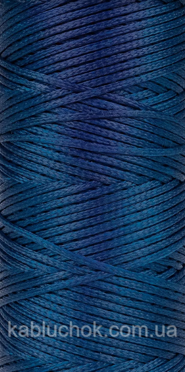 Нитка вощена, т 1,2 мм кв. темно-синій (S037), плоский шнур 100 метрів, фото 1