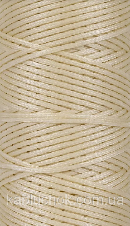 Нитка вощений, т. 1,2 мм кол. молочний (S001), плоский шнур 100 метрів, фото 1