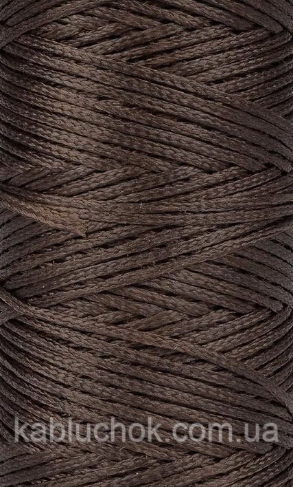Нитка вощена, т1,2 мм кв. коричневий (S020), плоский шнур 100 метрів, фото 1