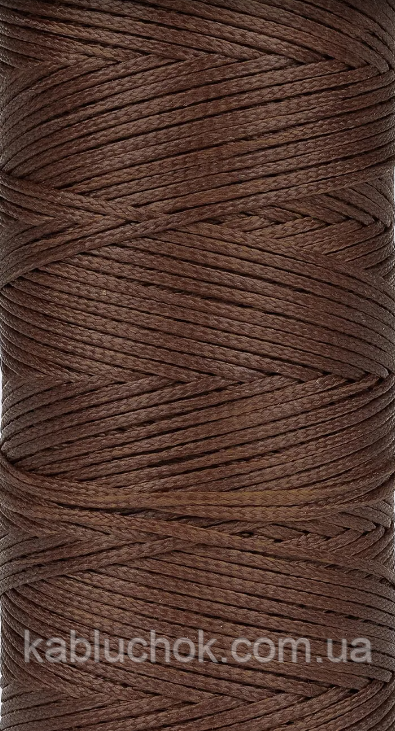 Нитка вощена, т1,2 мм кв. коричневий (S019), плоский шнур 100 метрів, фото 1
