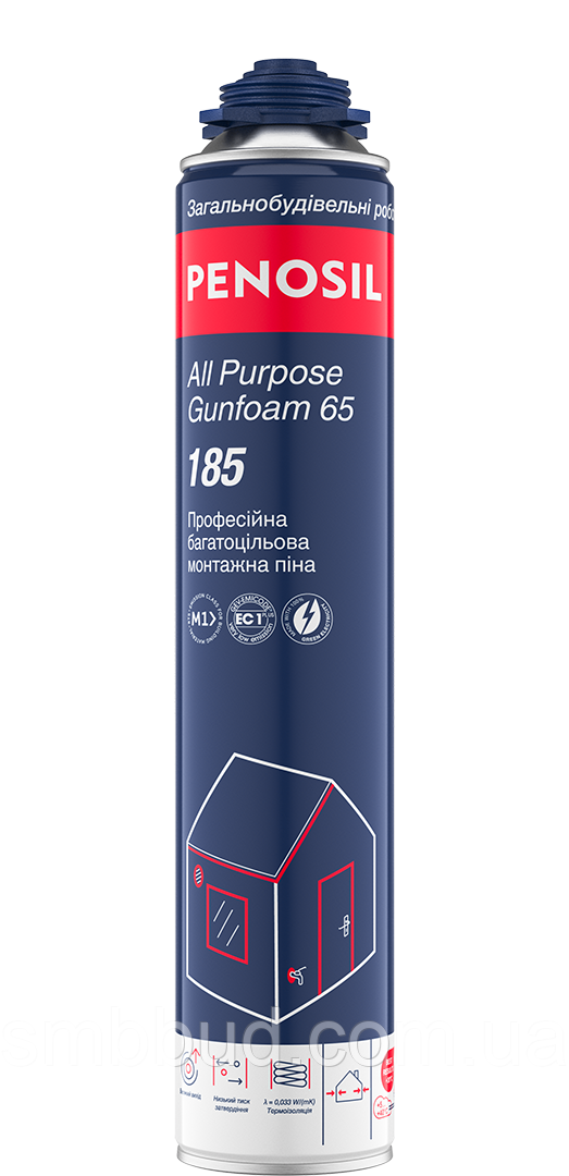Піна монтажна поліуретанова PENOSIL All Purpose Gunfoam 65 185 багатоцільова монтажна піна, фото 1