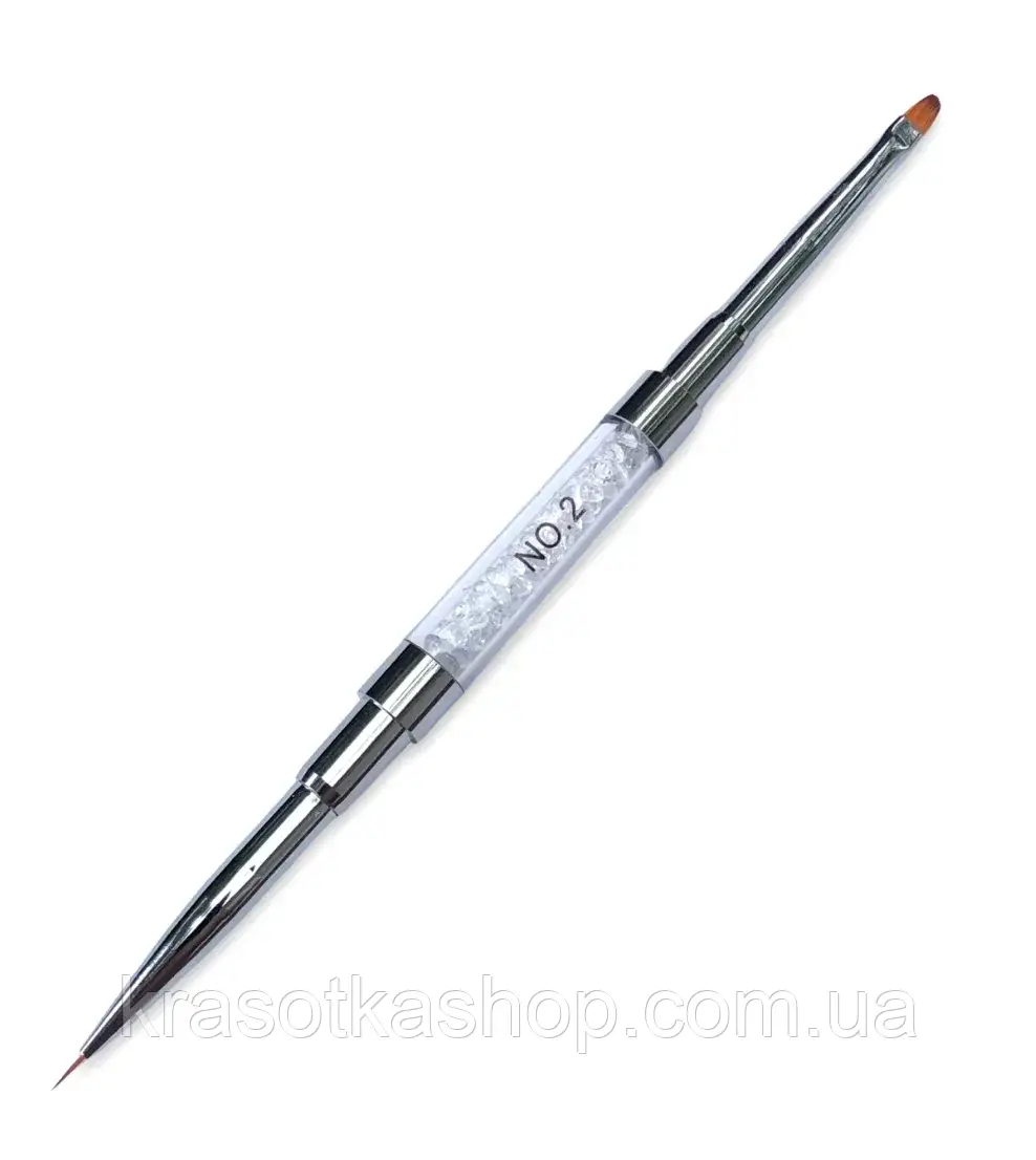 Пензель для манікюру 2в1 лайнер-овал №2 (двосторонній), фото 1