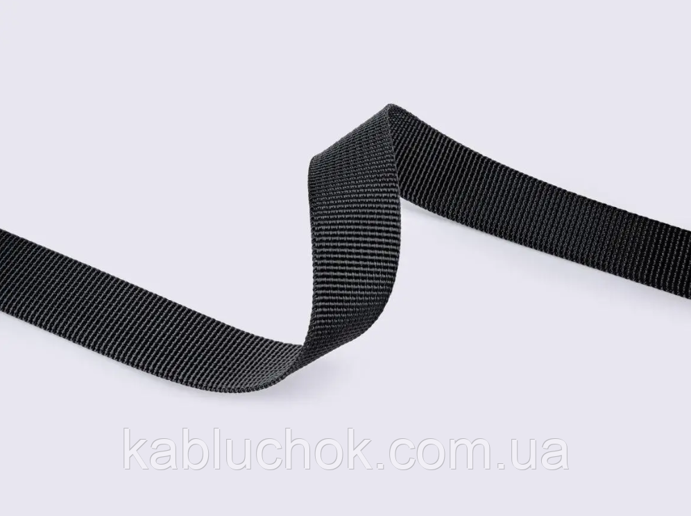 Стропа 20 мм поліестр (від 1 м) колір чорна, фото 1