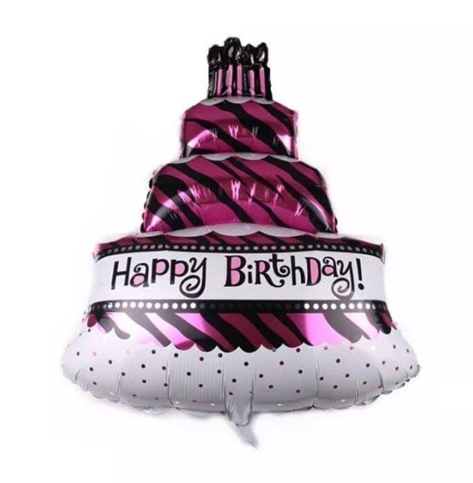 

Фольгированный шар Торт Happy birthday 78х54см | Розовый