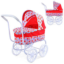 Коляска для ляльки 9678 Melogo рожева, висота ручки 56 cm, класика, колеса 19 см