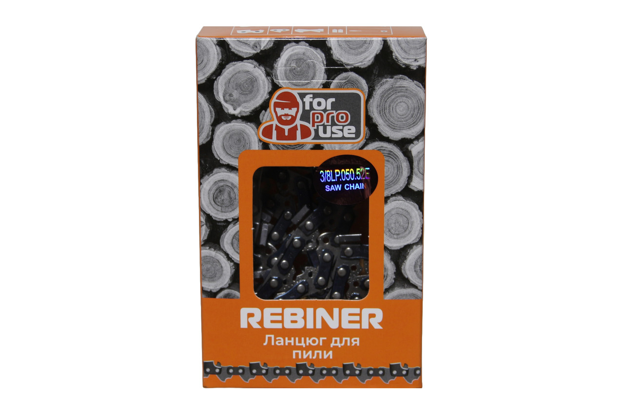 Ланцюг на 35 см шину, 52 ланки, 3/8" крок Rebiner для твердих порід деревини, фото 1