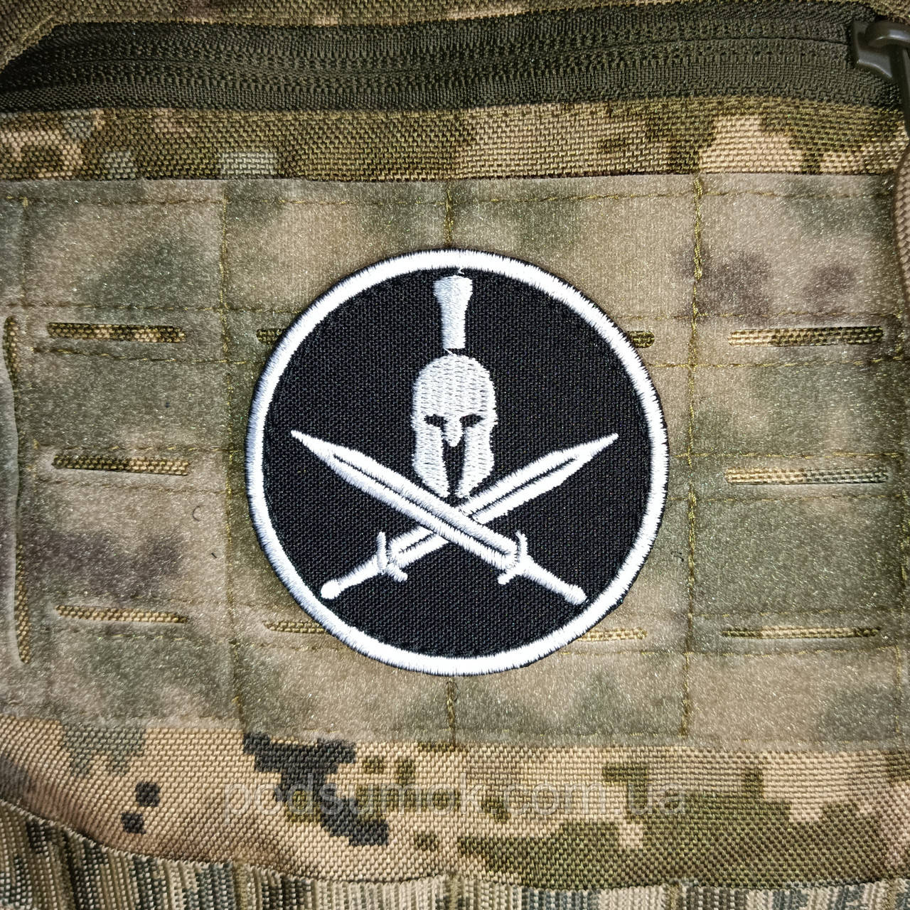Шеврон Spartan на липучці для велкро патч Чорно білий