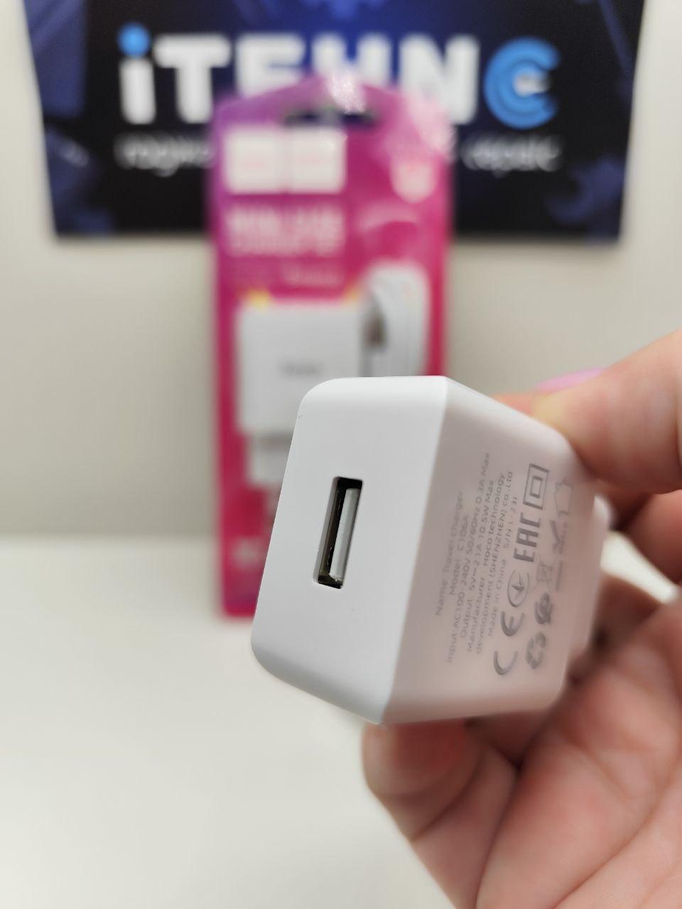 Мережевий ЗП Hoco C106A Leisure Type-C 1USB (EU) (Білий)