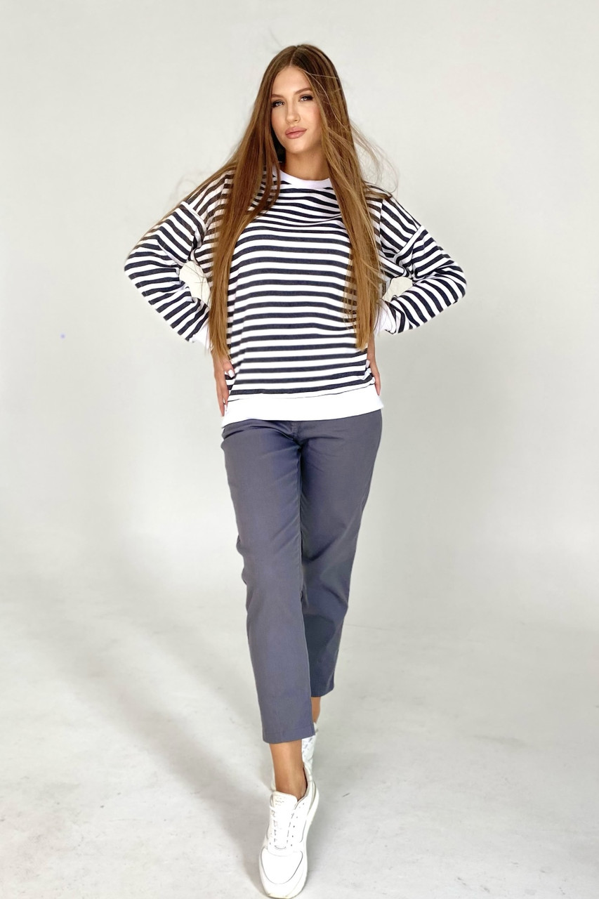 Світшот для вагітних та годування 2352 1249 сіра смужка, фото 1